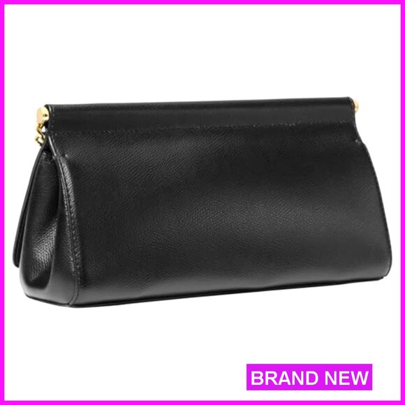 Leather Clutch with Chain Strap, Convertible Shoulder or Hand Carry - Picture 4 of 4